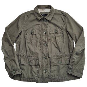Talbots Utility Military Jacket Army Green Womens Petite Large Gorpcore Normcore